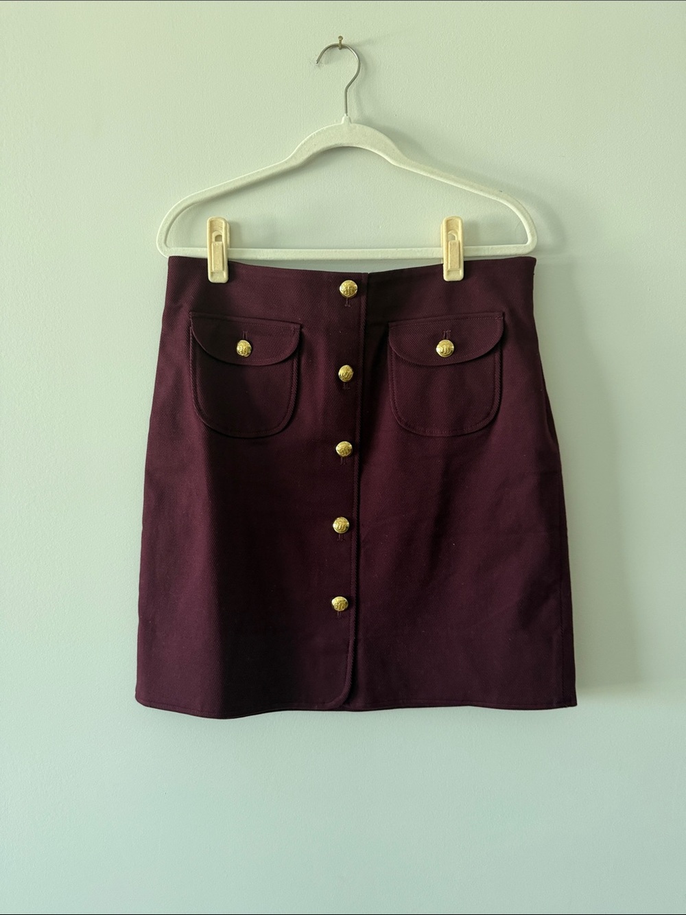 Talbots Deep Burgundy Button-Front Mini Skirt